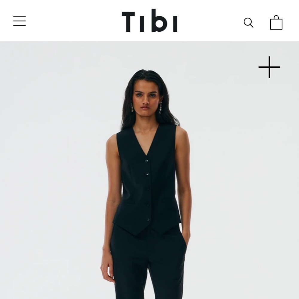 Tibi NWT tropical wool vest black size 8